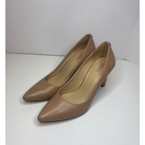 Michael Kors Leather Dorothy Flex Tan Pumps Pointed Toe Heel Women Slip On
